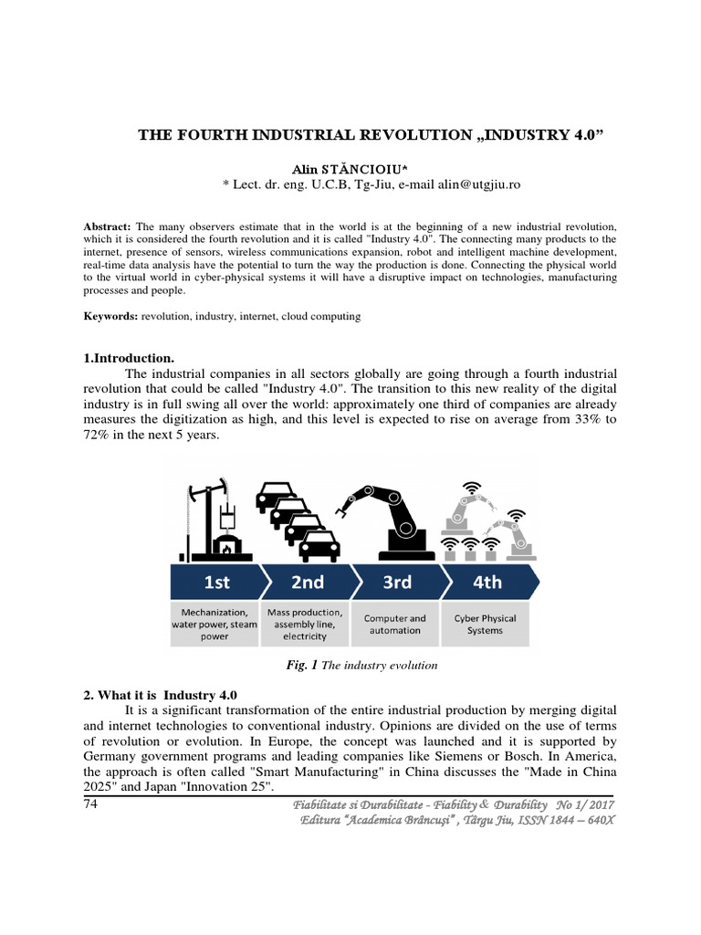 The Fourth Industrial Revolution Industry 4.0": Alin Stăncioiu | PDF ...