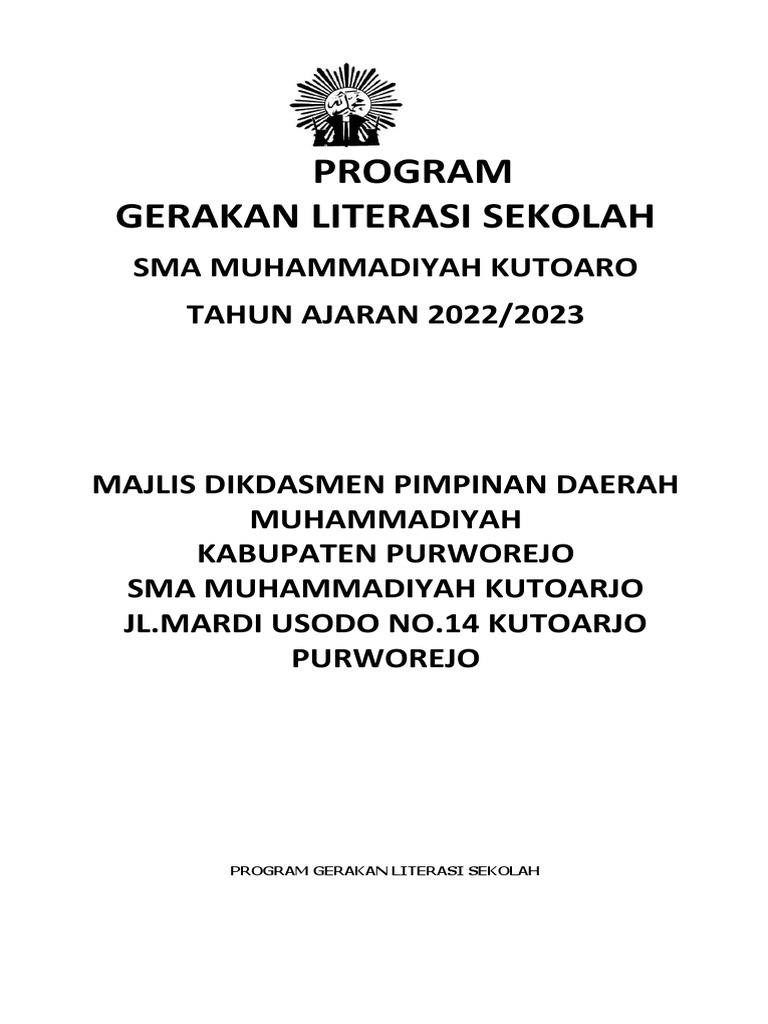 Program Gerakan Literasi SMA Muhammadiyah | PDF