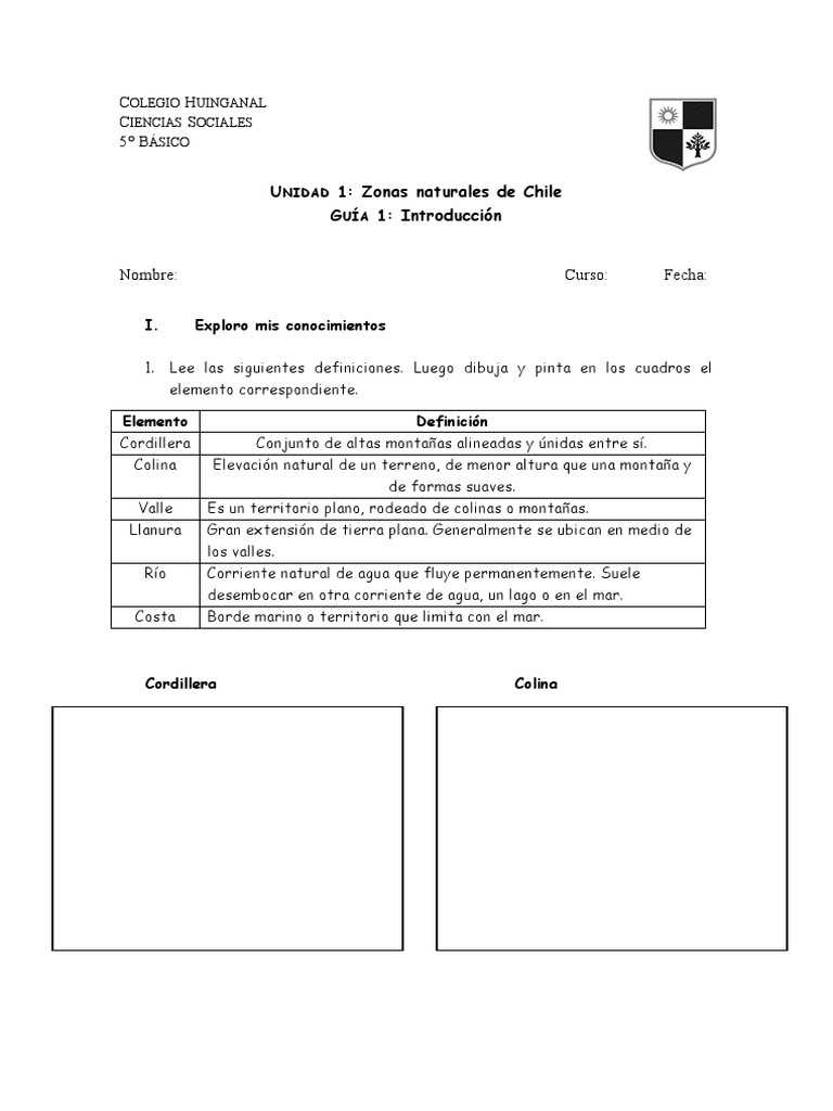 Zonas Naturales de Chile para 5° Básico | PDF | Chile | Montañas