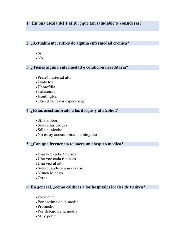 Encuesta | PDF | Cuidado de la salud | Medicina CLINICA