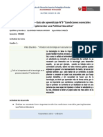 Actividades A Realizar - Guía de Aprendizaje N°9 "Condiciones Esenciales para Implementar Una Política Educativa"