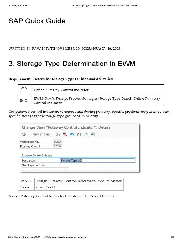 Storage Type Determination in EWM SAP Quick Guide PDF