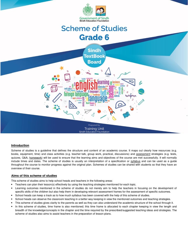 Grade 6 Scheme of Studies Overview | PDF | Educational Assessment ...