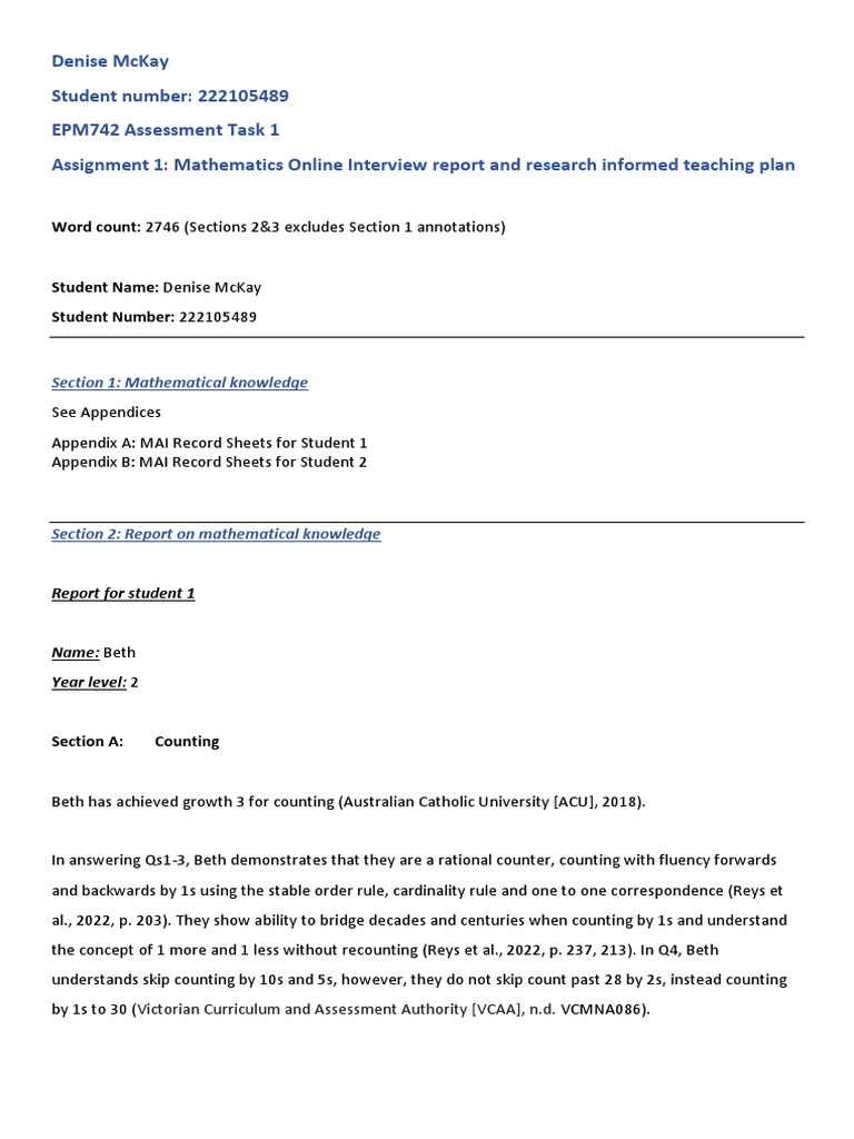 Mathematics Interview Report & Teaching Plan | PDF | Multiplication ...