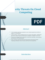 Security Threats On Cloud Computing: Presented By: Monu Yadav Shalini Singh