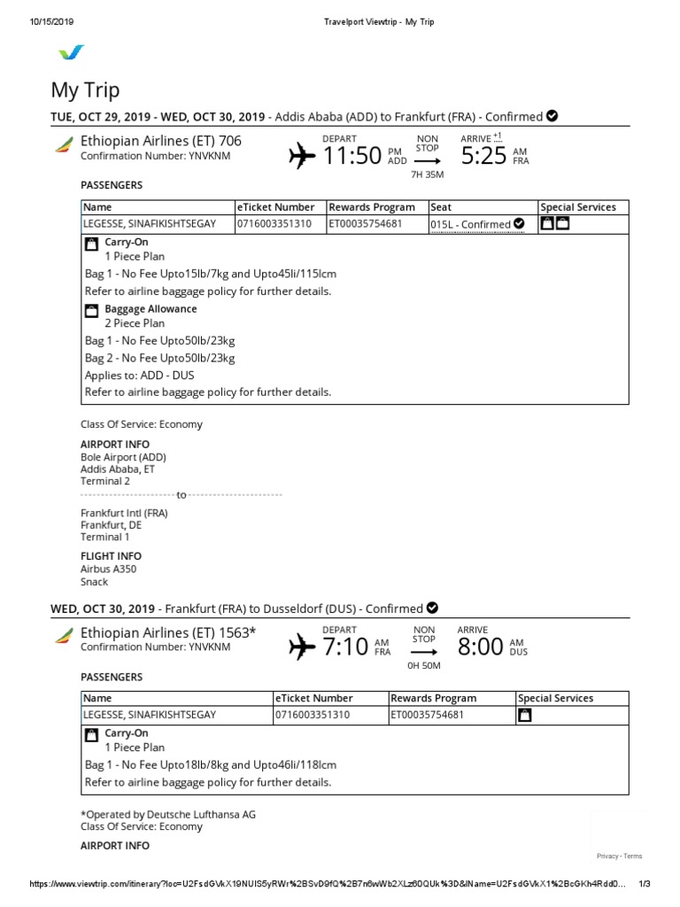 Travelport Viewtrip - My Trip | PDF | Baggage | Transport Companies