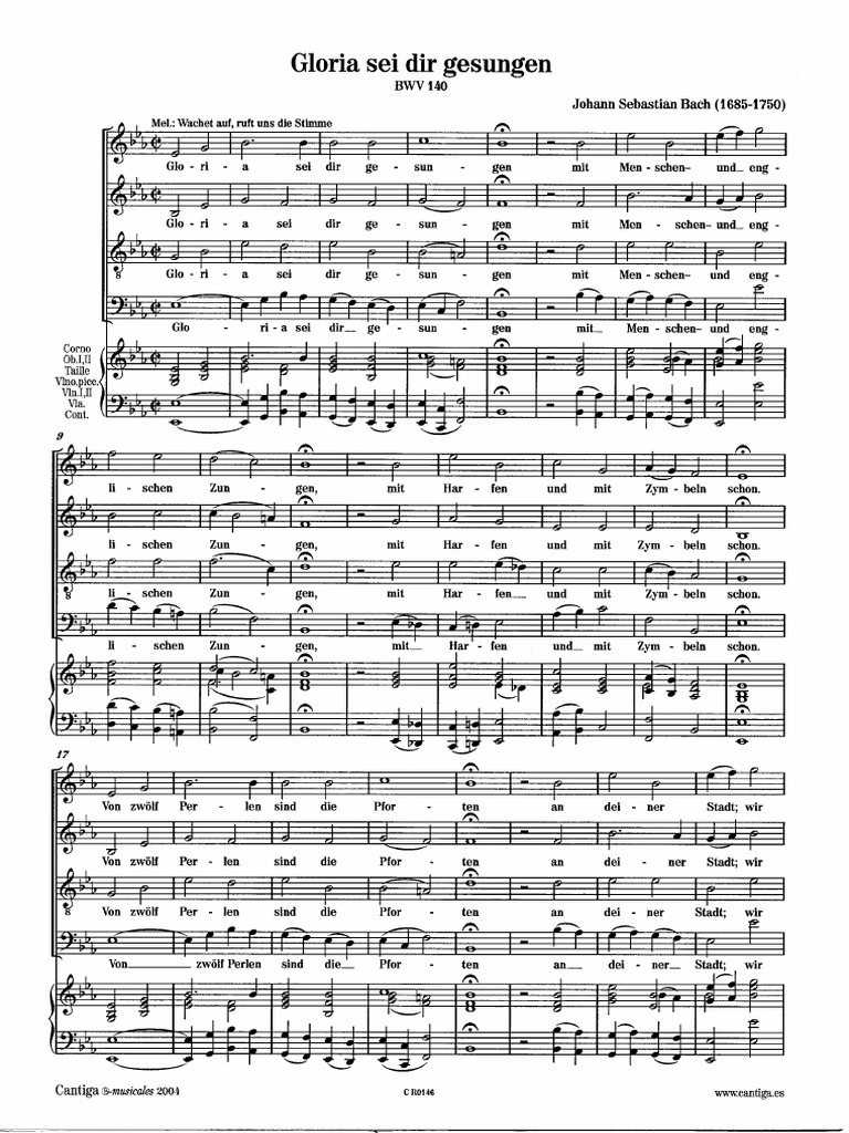 Bach Gloria Sei Dir Gesungen BWV 140 PDF