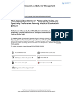 The Association Between Personality Traits and Specialty Preference Among Medical Students in Jordan