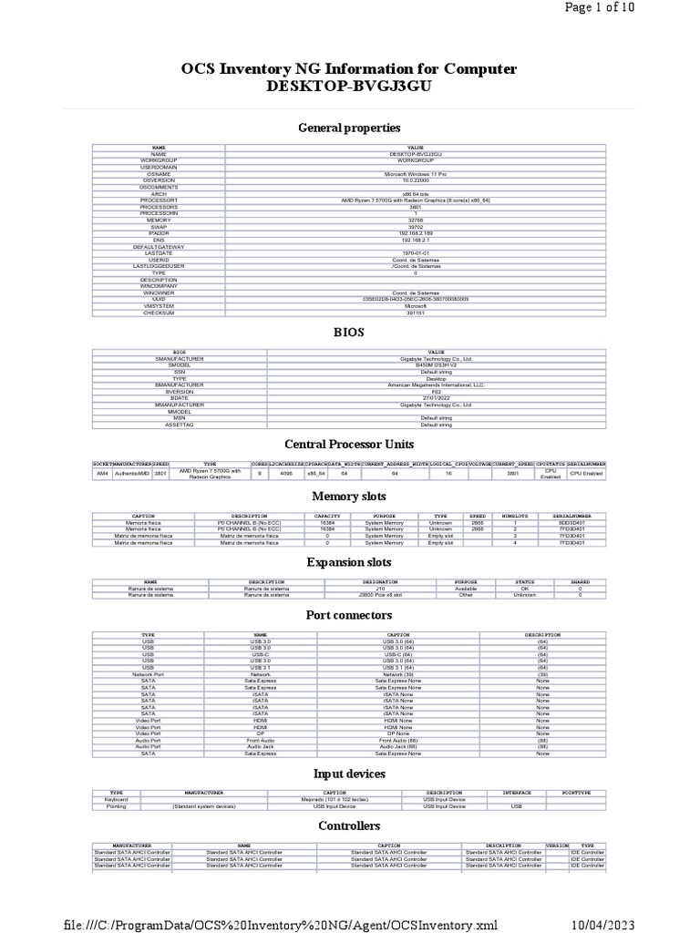 OCS Inventory NG Information For Computer Desktop-Bvgj3Gu: General ...