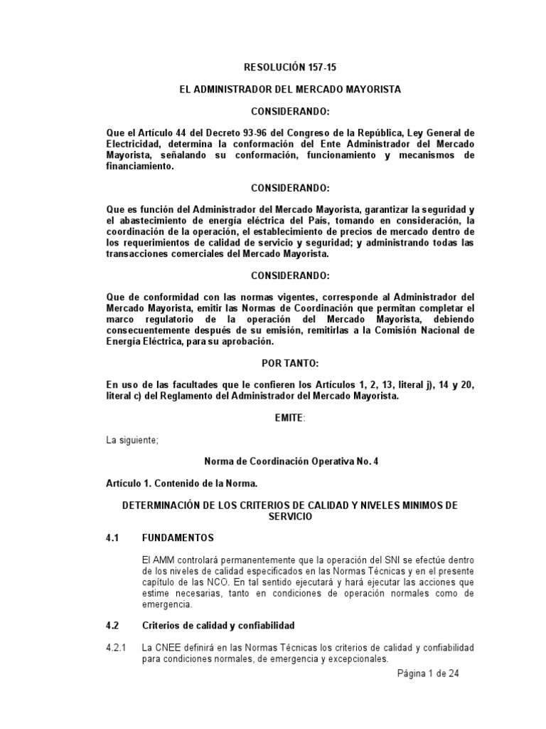 NCO-4 Criterios de Calidad y Niveles Minimos de Servicio | PDF ...