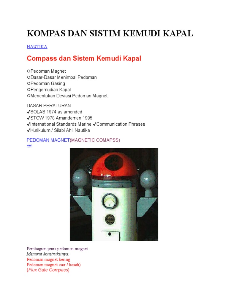 KOMPAS DAN SISTIM KEMUDI KAPAL | PDF
