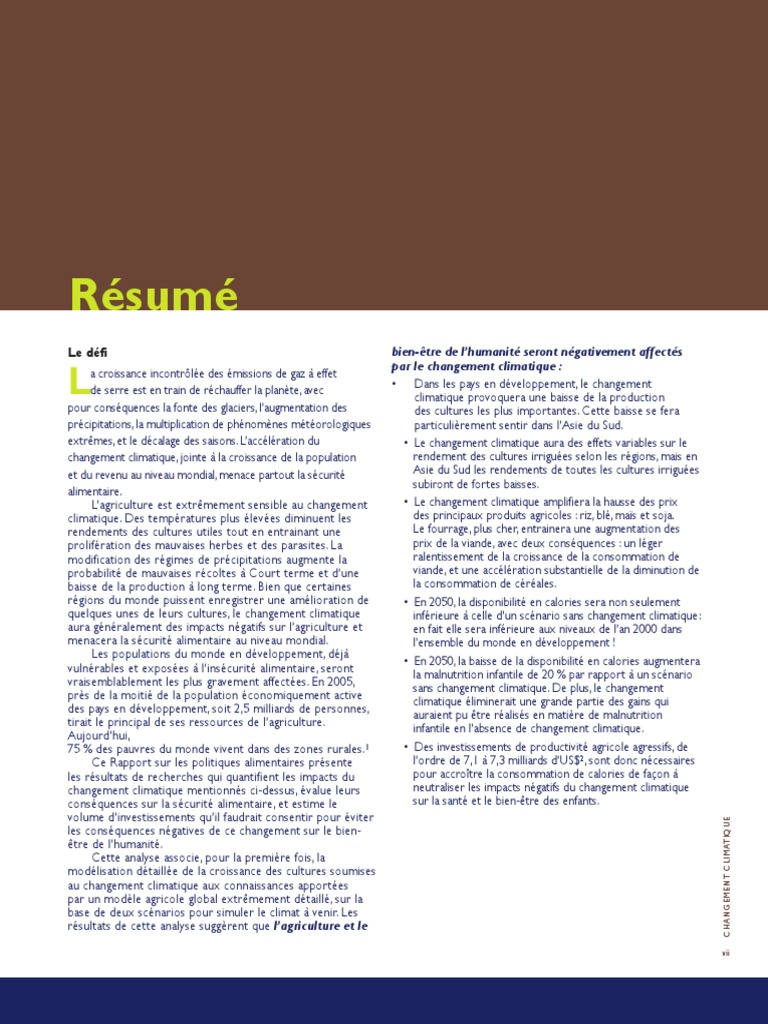 Impact du changement climatique sur l'agriculture | PDF | Changement ...
