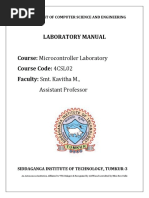 Laboratory Manual Course: Microcontroller Laboratory Course Code: 4CSL02 Faculty: Smt. Kavitha M.