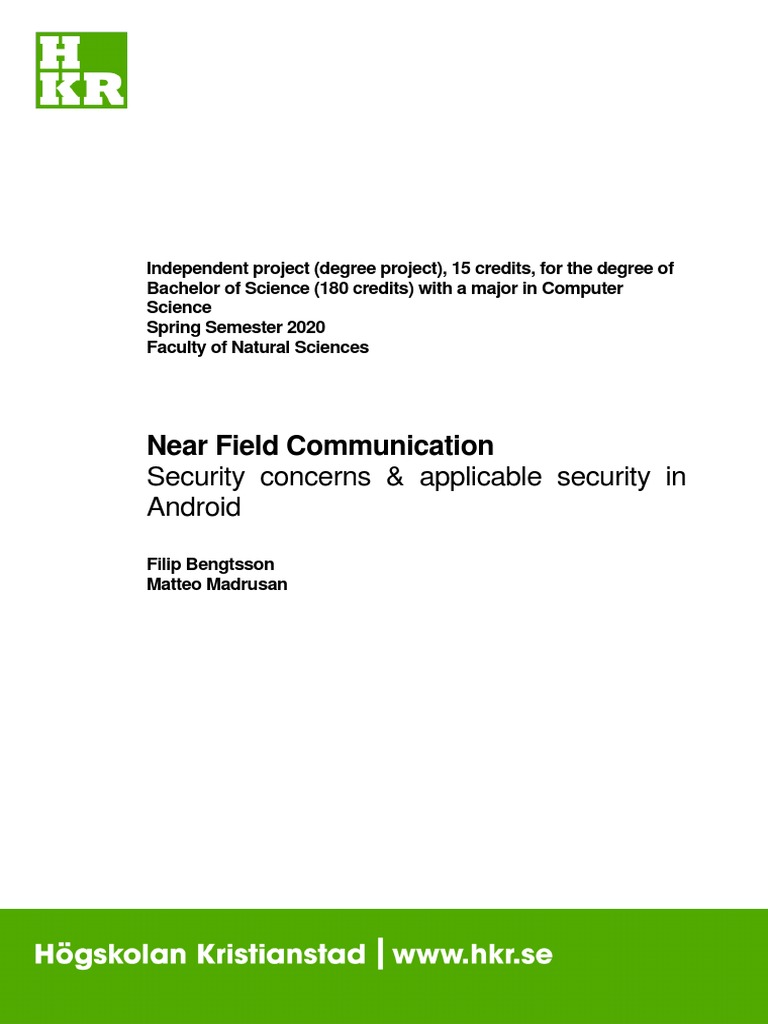 Near Field Communication Security Concerns & Applicable Security in