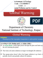 Global Warming: Department of Chemistry National Institute of Technology, Raipur