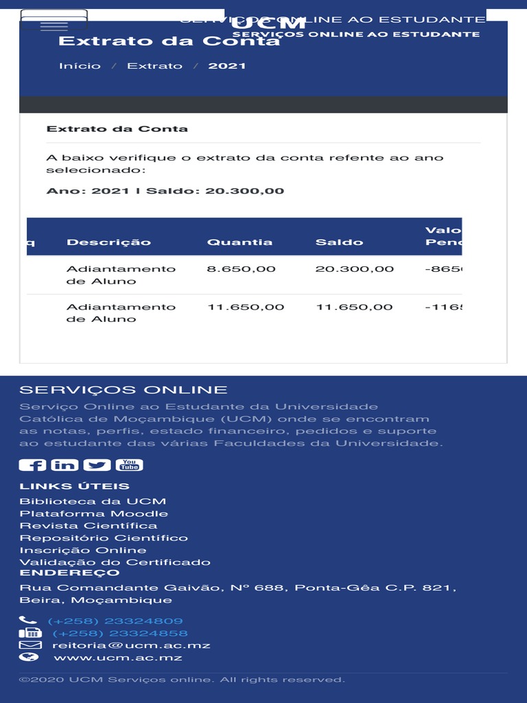 Serviços Online para Estudantes UCM | PDF | Finanças e Administração de ...