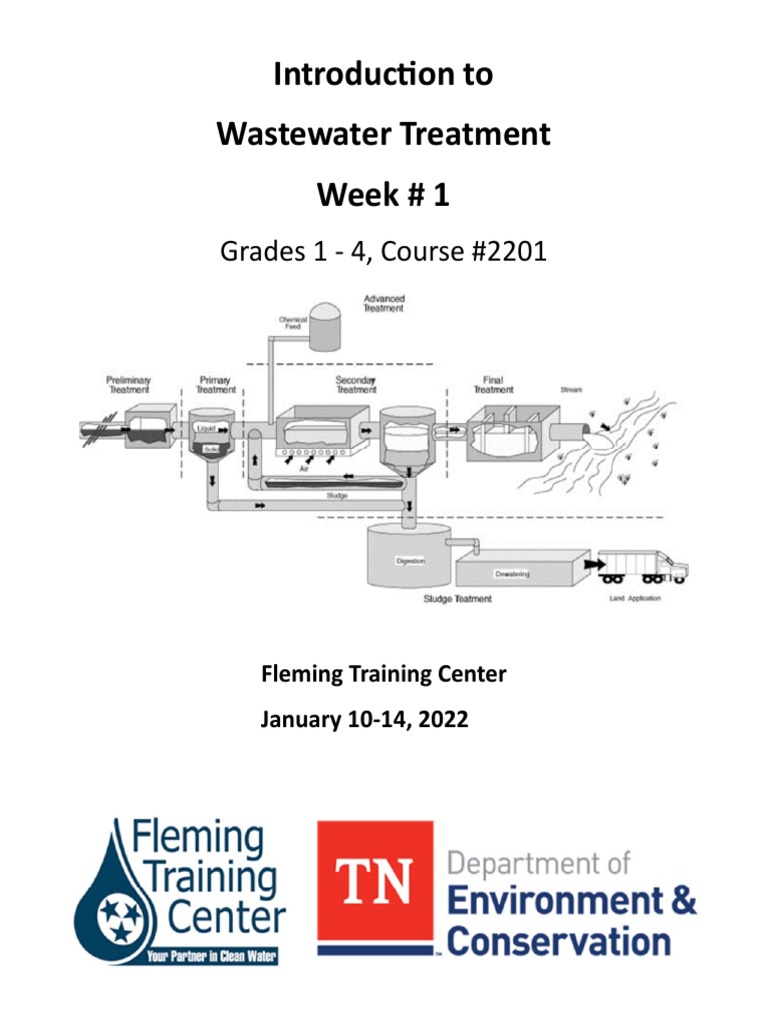 Introduc On To Wastewater Treatment Week 1 Grades 1 4, Course 2201