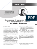 Tributario: Exoneración de Las Rentas Derivadas de La Transferencia de Acciones en La Bolsa de Valores