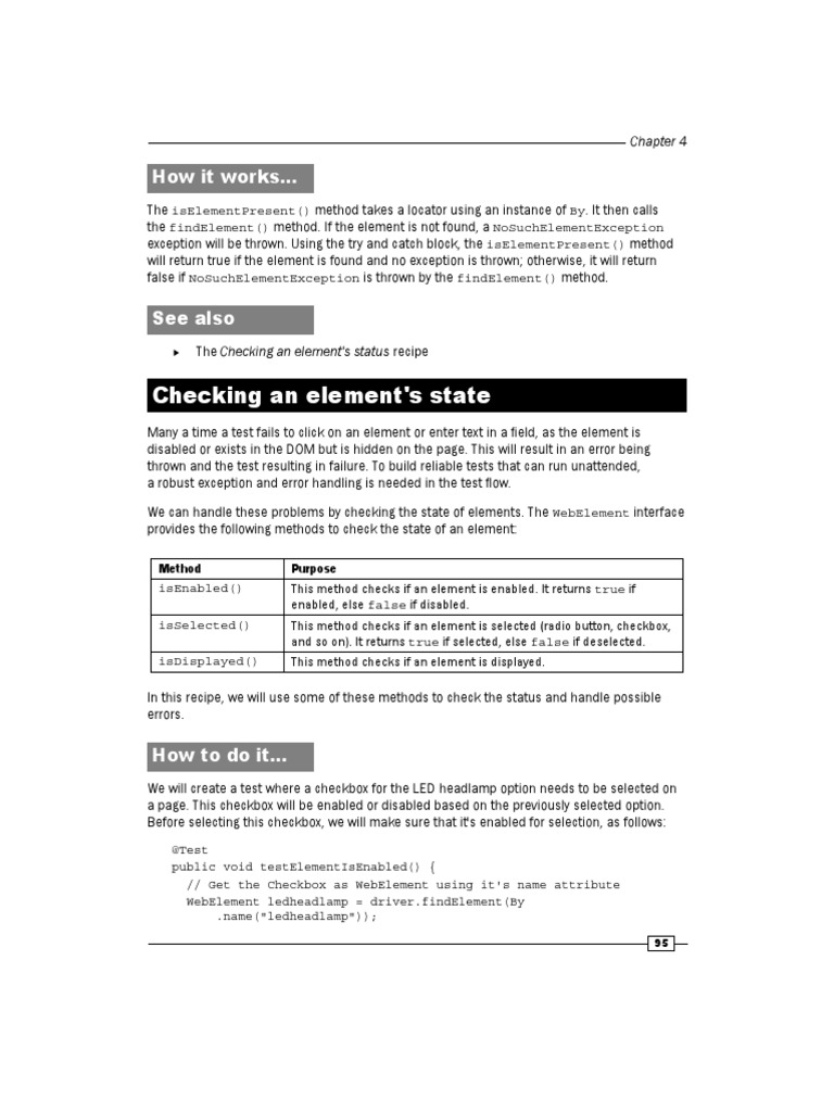 Handling Element States in Selenium | PDF | Career & Growth | Computers