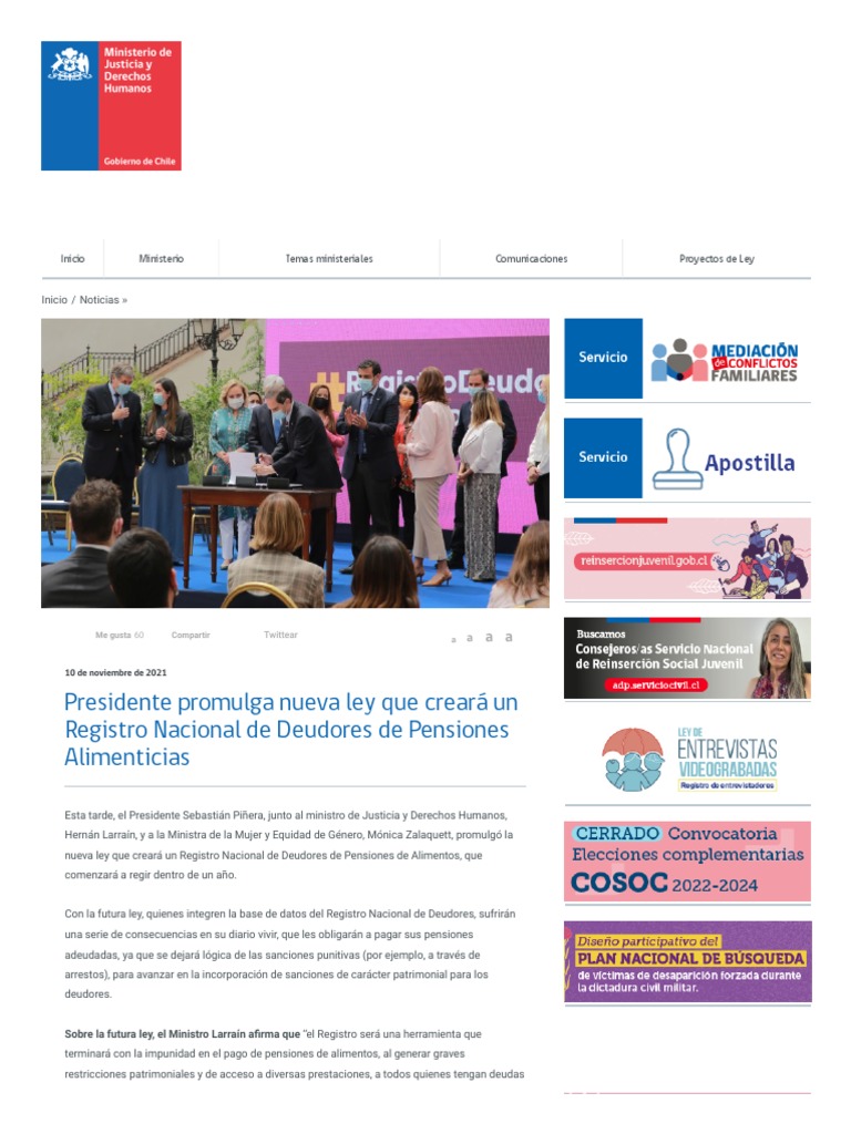 Presidente Promulga Nueva Ley Que Creará Un Registro Nacional de