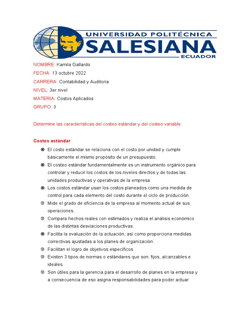 Costeo Directo y Variable en Contabilidad | PDF | Contabilidad ...