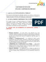 Cuestionario de Psicología Tema: Satisfacción Y Compromiso Del Empleado