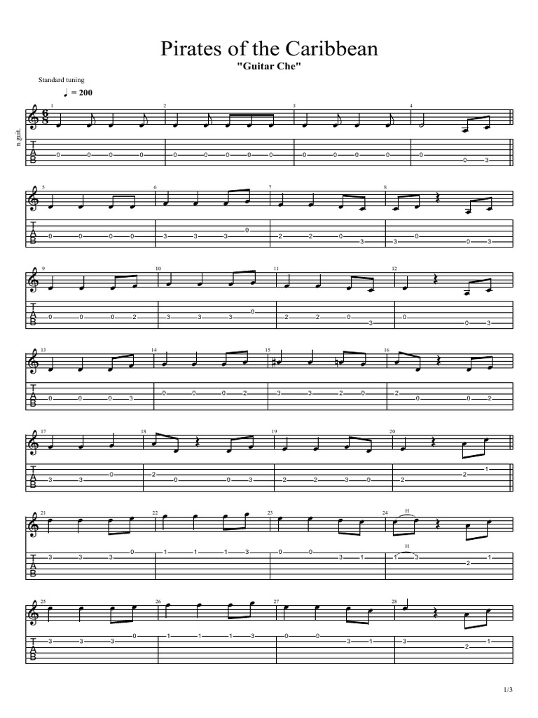 Pirates of The Caribbean LVL 1 | PDF | Guitar Family Instruments | Guitars