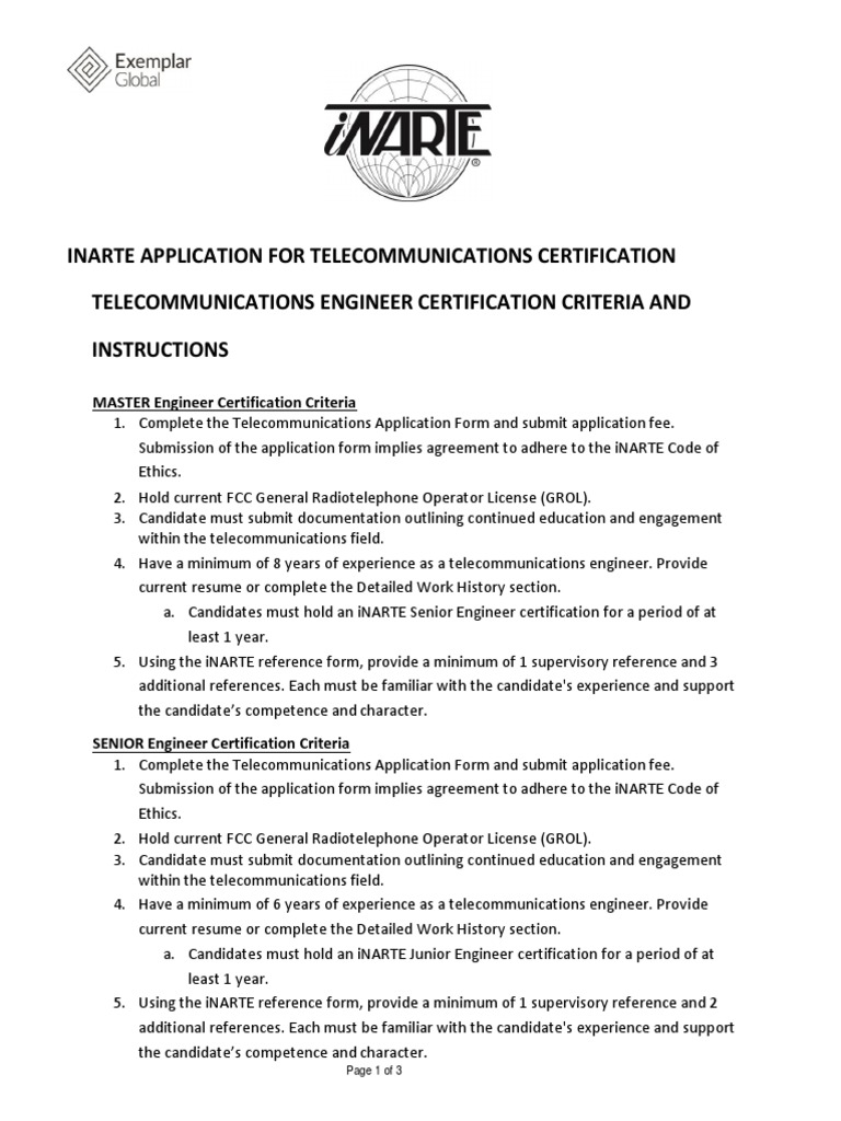 Certification and Upgrade Requirements PDF Engineer