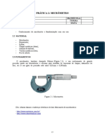 Prática 2: Micrômetro: Nome Matrícula Curso Turma Professor Data