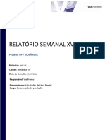 Relatório Semanal XV: Projeto: Ufv Riolândia