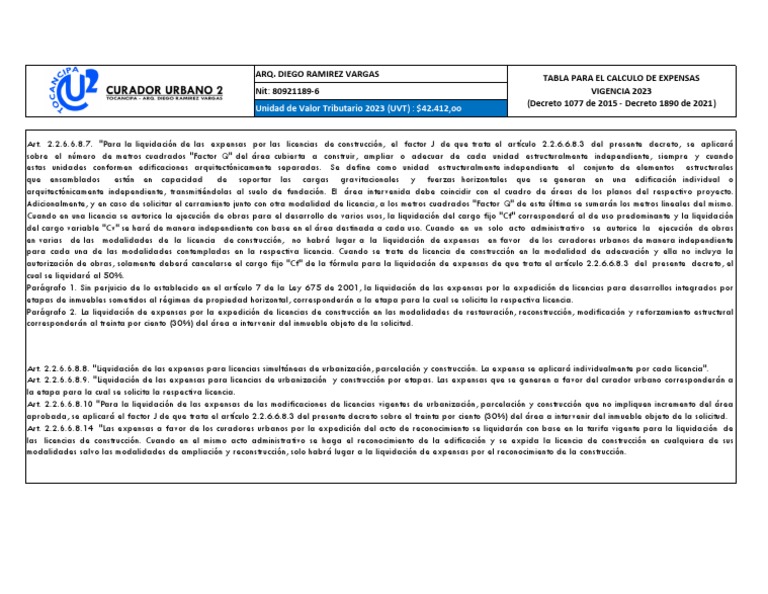 Cálculo de Expensas Licencias 2023 | PDF