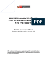 Formatos para La Atención en El Servicio de Defensorías de La Niña, Niño Y Adolescente