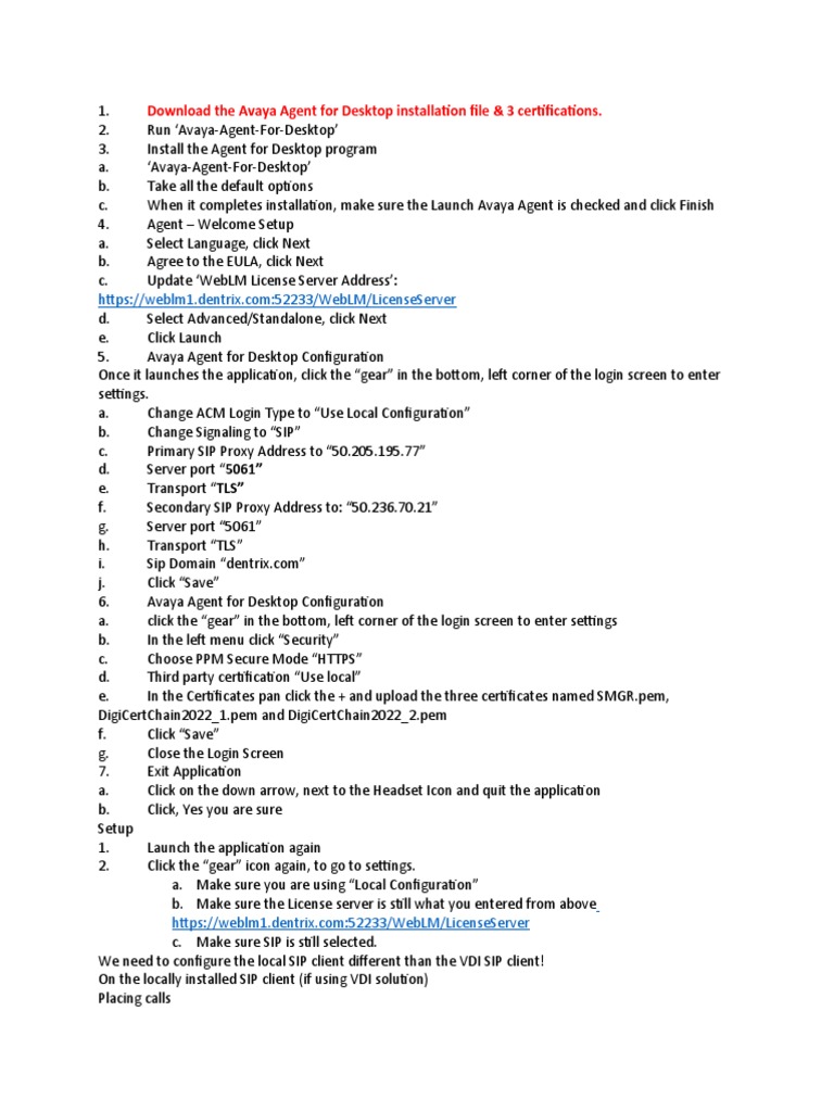 The Avaya Agent For Desktop Installation File | PDF | Session