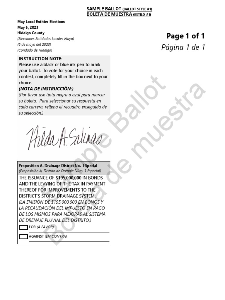 Hidalgo County Sample Ballot May 6 2023 Election PDF