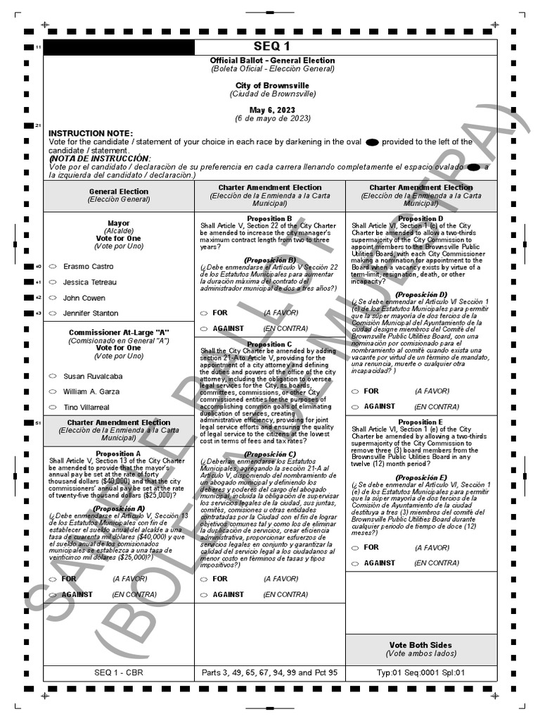 Cameron County Sample Ballot May 6 2023 Election Descargar gratis PDF Gobernancia Gobierno