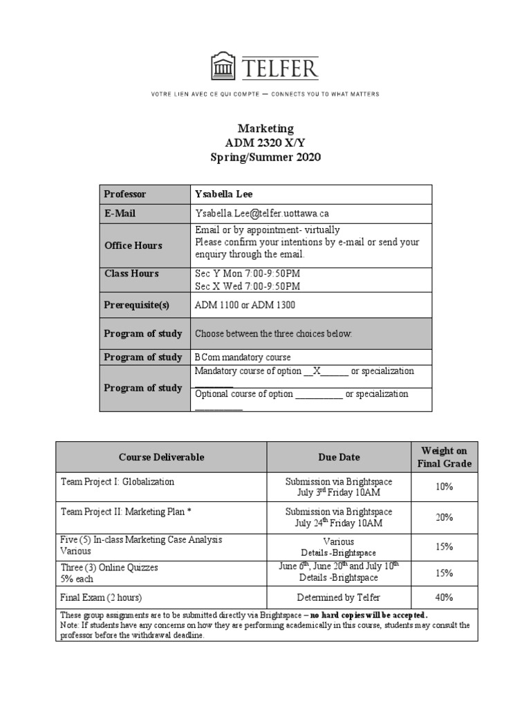 Marketing Adm 2320 Pdf Academic Dishonesty Marketing