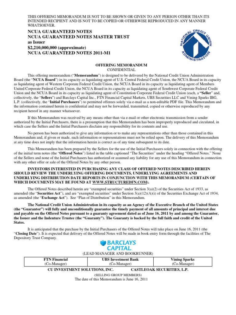 2011 M1 Prospectus Bond Credit Rating Asset Backed Security