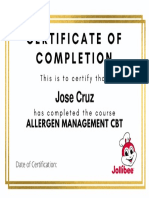 Allergen Management Certificate