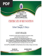 Certificate of Recognition For Guest Speaker 2022