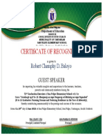 Certificate of Recognition For Guest Speaker 2022