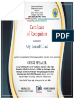 Certificate of Recognition For PTA 2021-2022