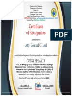 Recognition for Atty. Lemuel Leal as Guest Speaker