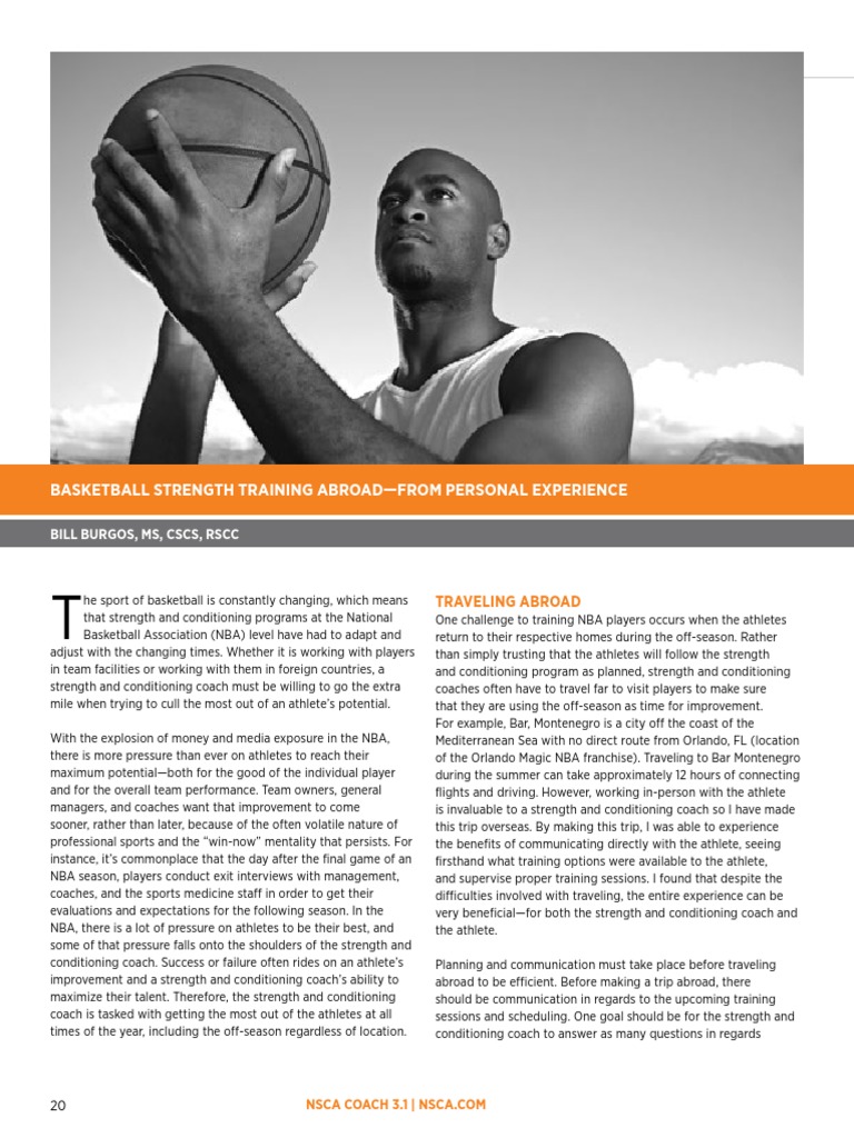 Basketball Strength Training AbroadFrom Personal Experience PDF