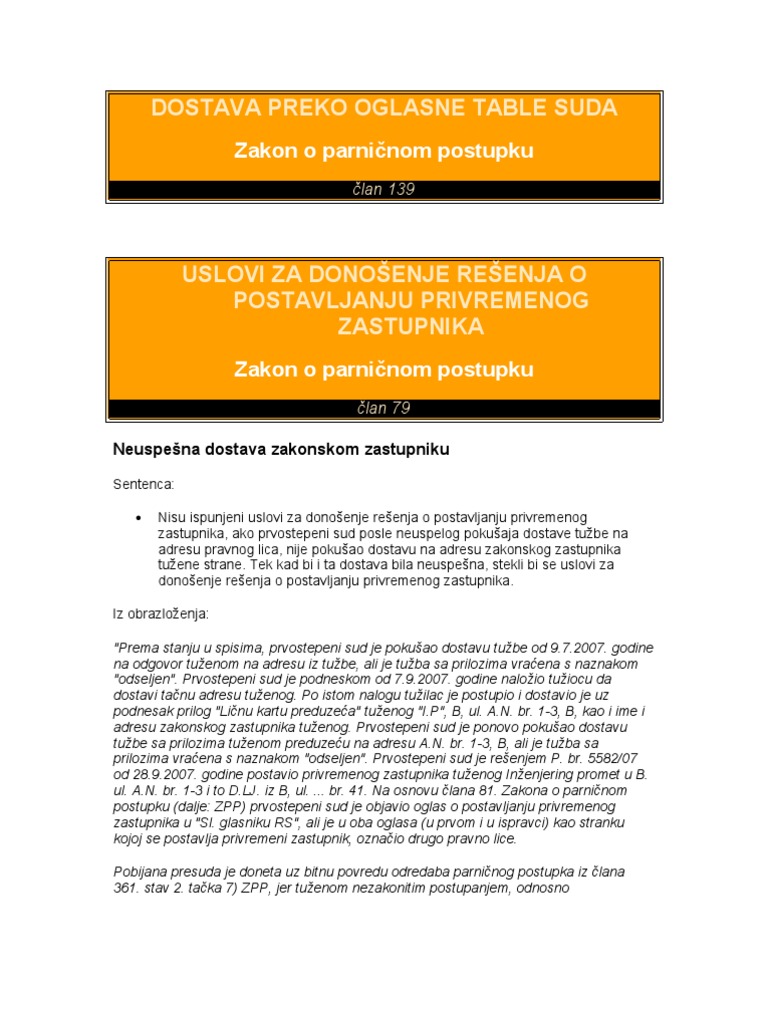 Dostava Preko Oglasne Table Suda | PDF