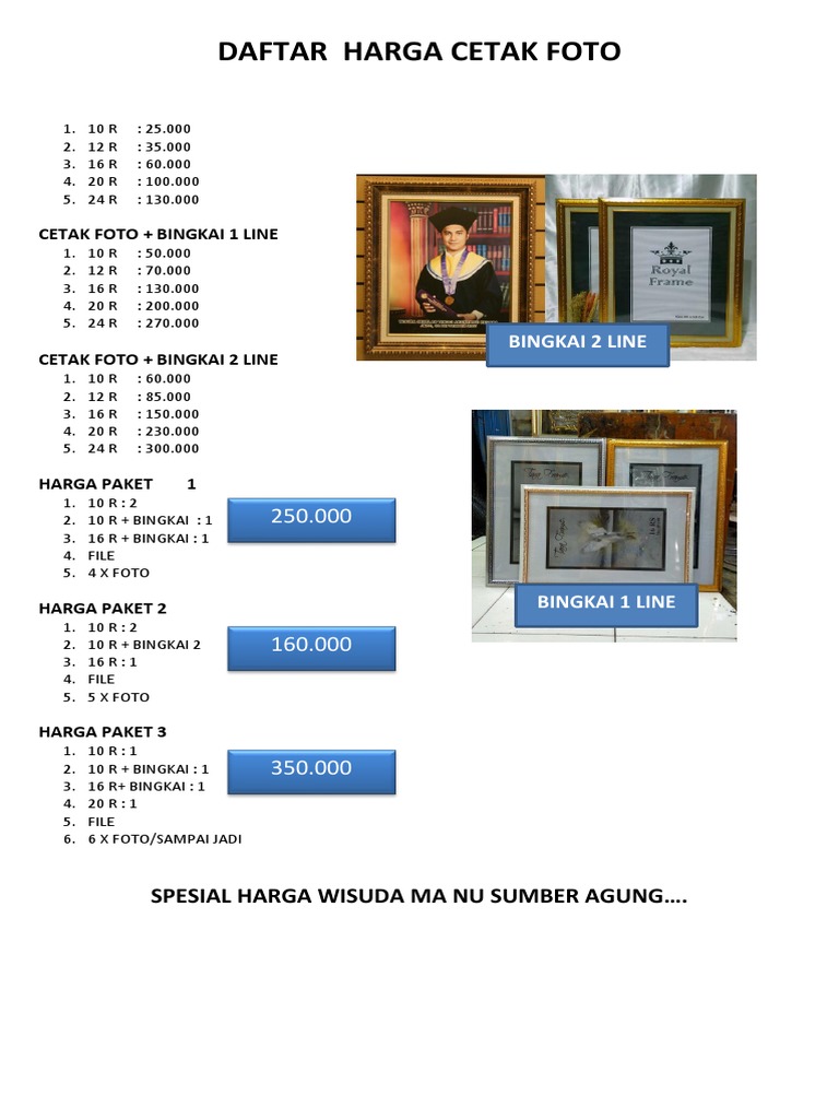 Daftar Harga Cetak Foto | PDF