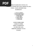 Caribbean Examination Council (CXC) Caribbean Secondary Education Certificate (Csec) School - Based Assessment (Sba) Mathematics