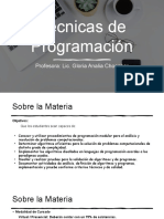 Técnicas de Programación: Profesora: Lic. Gloria Analia Chocobar