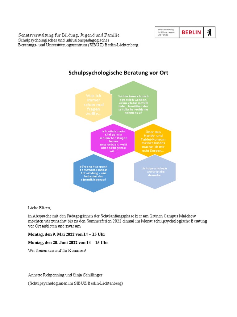 Schulpsychologische Beratung vor Ort | PDF