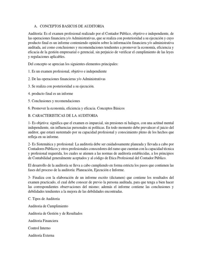 Conceptos Basicos de Auditoria | Descargar gratis PDF | Auditoría ...