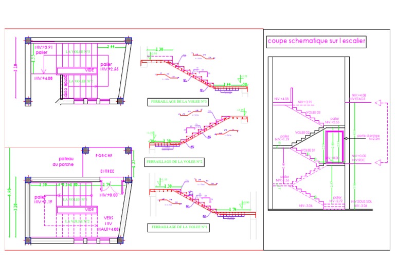 Plans d'escaliers et coupes schématiques | PDF